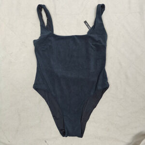 Set Active Swim One Piece Swimsuit Womens XL Black‎ Terry Scoop Back NWT